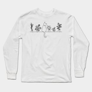 Cat and Plants Long Sleeve T-Shirt